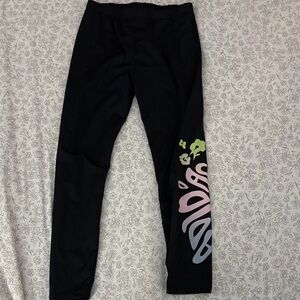adidas Kids Black Leggings with Pastel Accents